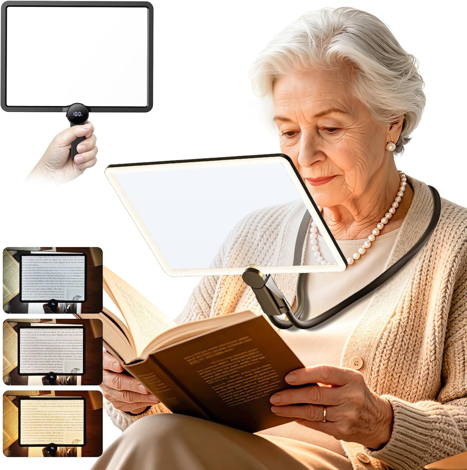 Magnifying Glass with Light for Reading - Rechargeable 5X Hands Free