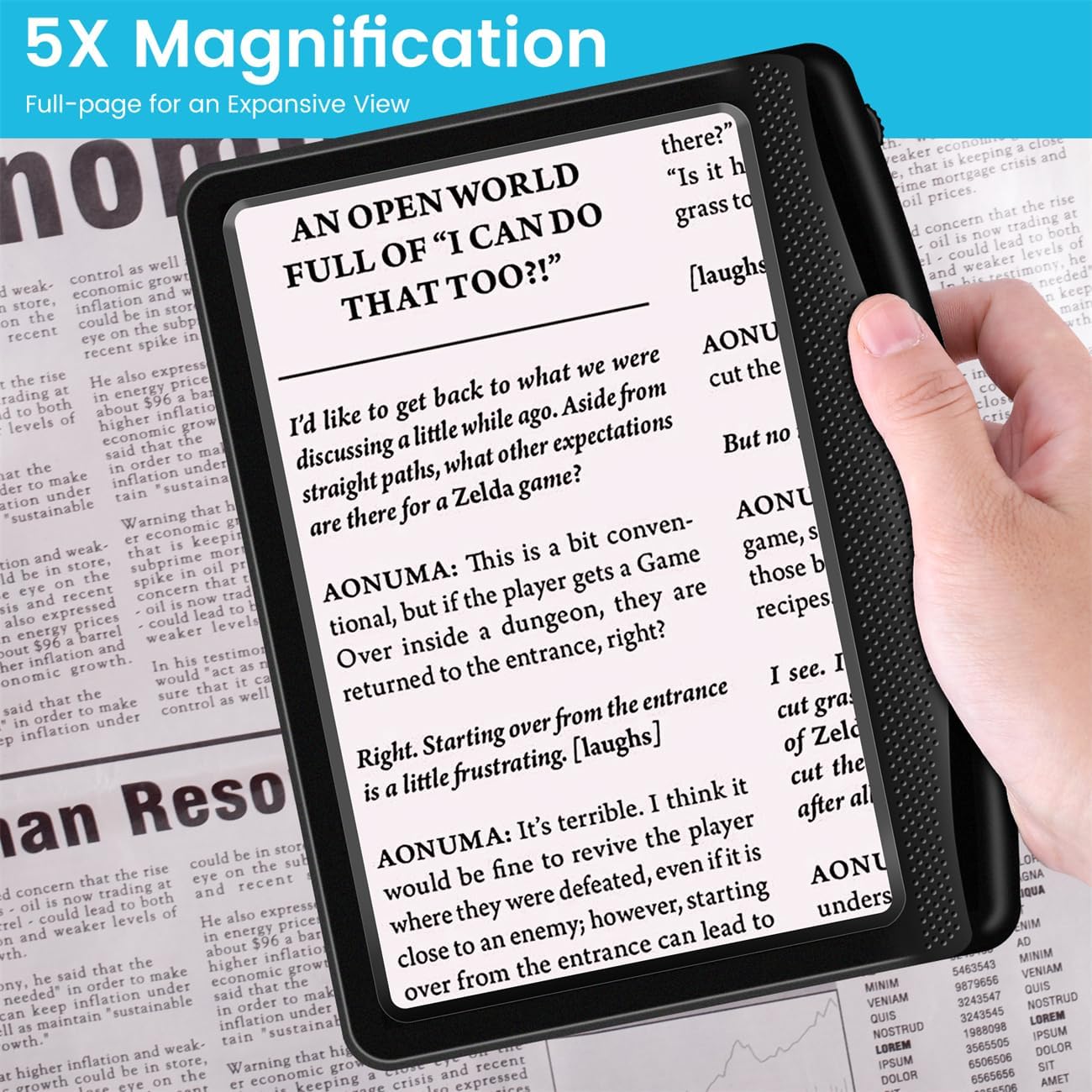Rechargeable 5X Magnifying Glass for Reading,