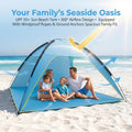 Beach Tent Sun Shelter - Portable Pop Up Beach Tent for 4-5 Person, UPF 50+ UV Protection, Easy Setup
