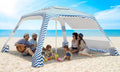 Beach Cabana 6.5'×6.5' - UPF 50+ Beach Canopy with Adjustable Height, Removable Side Wall & Wave Pattern