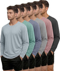 Kinglaman 6 Pack Long Sleeve Shirts for Men Dry Fit UPF 50+ Athletic Gym SPF UV Sun Protection Workout Tee Shirts