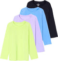 Real Essentials 4 Pack: Girls' Rash Guard Swim Shirts – Long Sleeve UPF Sun Protection Tops (Ages 4–16)