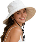 Sun Hats for Women Wide Brim Foldable Beach Hat UV UPF50+ Summer Sun Protection Bucket Hat for Outdoor, Gardening, Travel