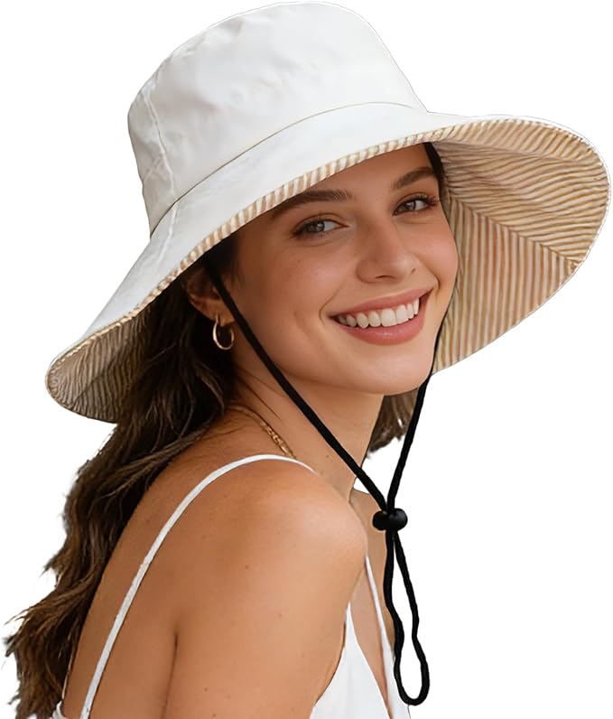 Sun Hats for Women Wide Brim Foldable Beach Hat UV UPF50+ Summer Sun Protection Bucket Hat for Outdoor, Gardening, Travel